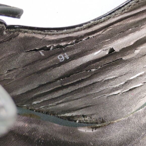 Joey Women's 9.5 Peep Toe 4" High Heels Bow Patent Brogue Trim Academia Preppy - Picture 8 of 8